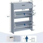 Meuble de rangement à chaussures autoportant GustoWave avec 2 tiroirs basculants pour entrée, couloir, salon