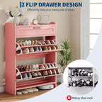 Meuble de rangement à chaussures autoportant GustoWave avec 2 tiroirs basculants pour entrée, couloir, salon