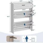Meuble de rangement à chaussures autoportant GustoWave avec 2 tiroirs basculants pour entrée, couloir, salon