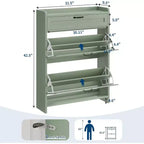 Meuble de rangement à chaussures autoportant GustoWave avec 2 tiroirs basculants pour entrée, couloir, salon