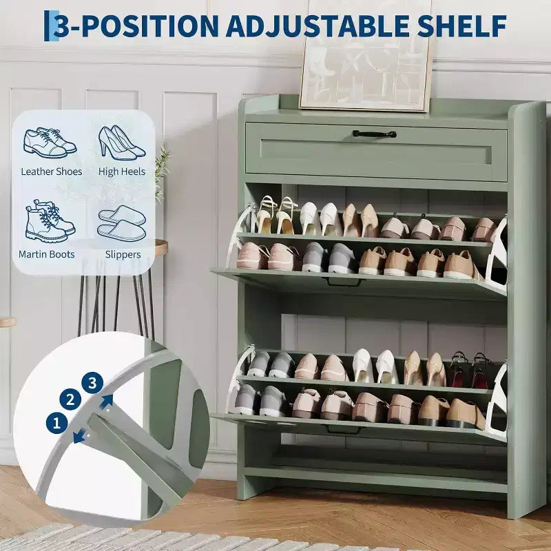 Meuble de rangement à chaussures autoportant GustoWave avec 2 tiroirs basculants pour entrée, couloir, salon