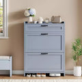 GustoWave Freestanding Shoe Storage Cabinet Organizer with 2 Flip Drawers for Entryway Hallway Living Room