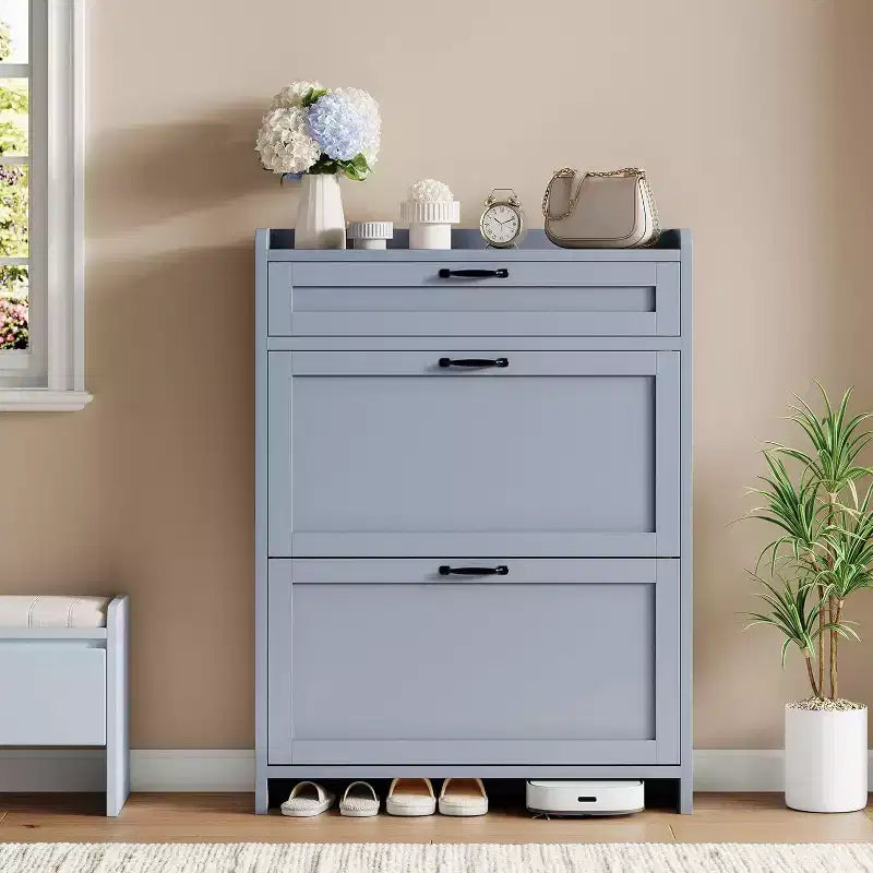 GustoWave Freestanding Shoe Storage Cabinet Organizer with 2 Flip Drawers for Entryway Hallway Living Room
