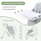 Chaise Haute pour Enfants, Chaise Haute Pliable pour Tout-petits, Chaise Haute en Cuir PU avec Plateau Amovible, Harnais de Sécurité 5 Points et Roues Verrouillables