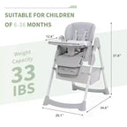 Chaise Haute pour Enfants, Chaise Haute Pliable pour Tout-petits, Chaise Haute en Cuir PU avec Plateau Amovible, Harnais de Sécurité 5 Points et Roues Verrouillables