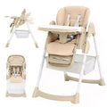 Kids Dining Chair, Foldable High Chair for Toddlers, PU Leather Highchair with Removable Tray, 5-Point Safety Harness & Locking Wheels