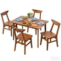 5-Piece Wooden Dining Set Dining Room Furniture Rustic Walnut Table & 4 Chairs