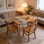 Set da pranzo in legno 5 pezzi, mobili per sala da pranzo, tavolo e 4 sedie noce rustico