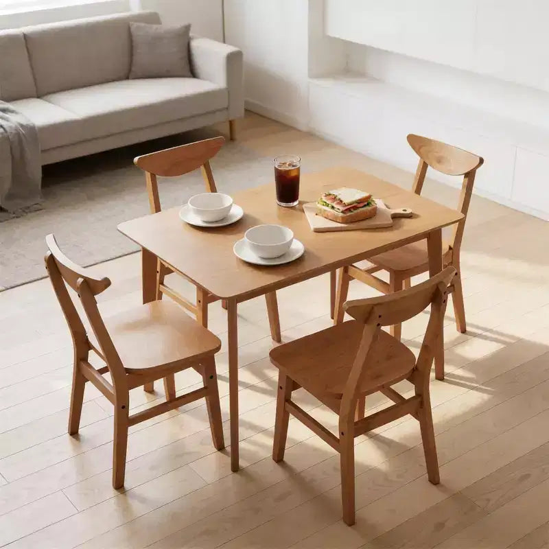 Set da pranzo in legno 5 pezzi, mobili per sala da pranzo, tavolo e 4 sedie noce rustico