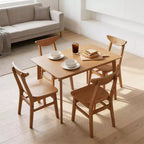 Set da pranzo in legno 5 pezzi, mobili per sala da pranzo, tavolo e 4 sedie noce rustico