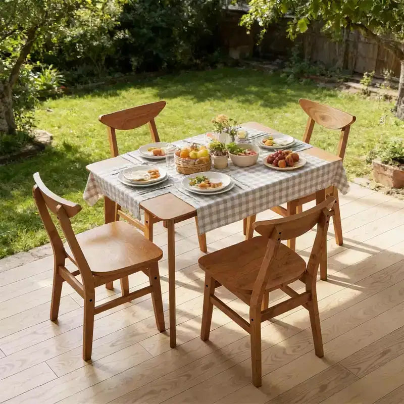 Ensemble de salle à manger 5 pièces en bois Meubles de salle à manger Table rustique en noyer et 4 chaises