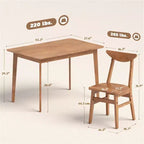 Set da pranzo in legno 5 pezzi, mobili per sala da pranzo, tavolo e 4 sedie noce rustico