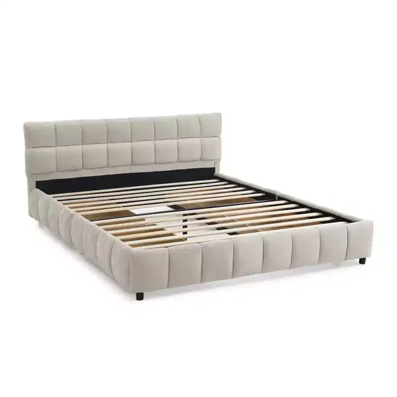 Letto imbottito Queen/King/California King size con cassetti contenitore, letto a piattaforma in ciniglia con testiera e struttura solida per camera da letto