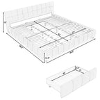 Letto imbottito Queen/King/California King size con cassetti contenitore, letto a piattaforma in ciniglia con testiera e struttura solida per camera da letto