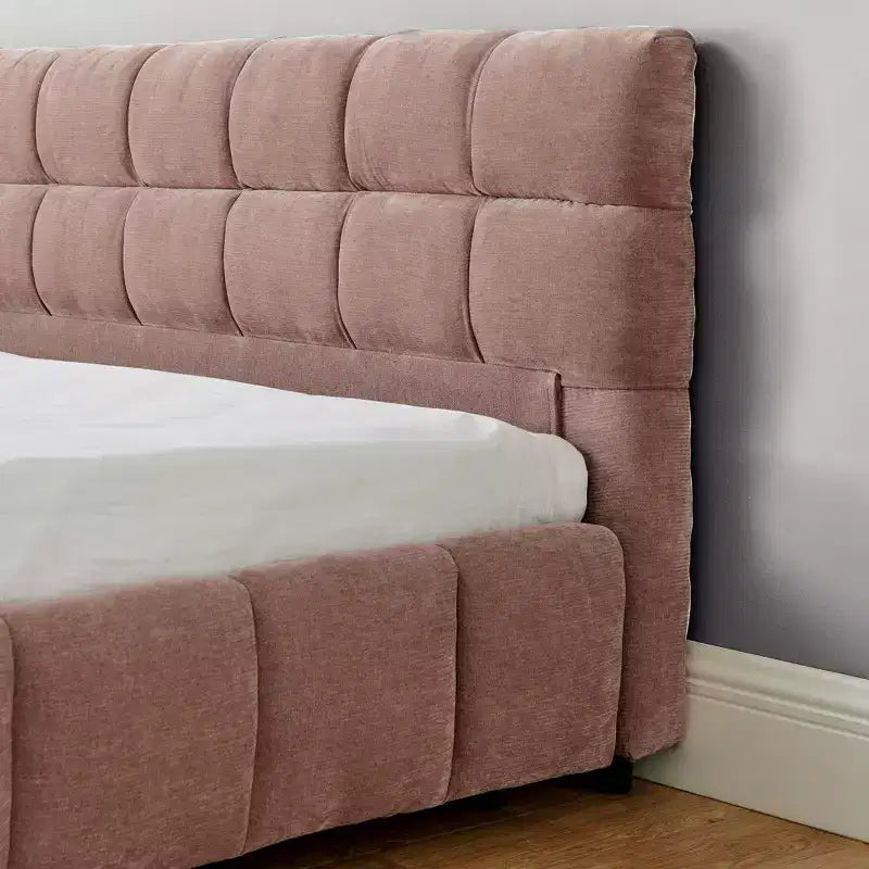 Letto imbottito Queen/King/California King size con cassetti contenitore, letto a piattaforma in ciniglia con testiera e struttura solida per camera da letto