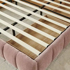 Letto imbottito Queen/King/California King size con cassetti contenitore, letto a piattaforma in ciniglia con testiera e struttura solida per camera da letto