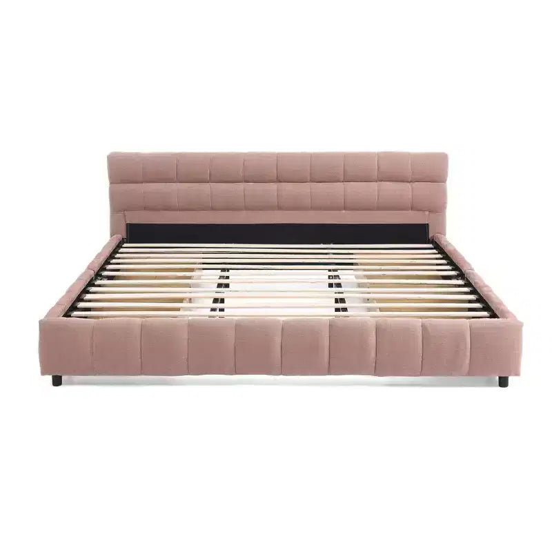 Letto imbottito Queen/King/California King size con cassetti contenitore, letto a piattaforma in ciniglia con testiera e struttura solida per camera da letto