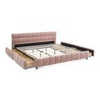 Letto imbottito Queen/King/California King size con cassetti contenitore, letto a piattaforma in ciniglia con testiera e struttura solida per camera da letto