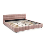 Letto imbottito Queen/King/California King size con cassetti contenitore, letto a piattaforma in ciniglia con testiera e struttura solida per camera da letto