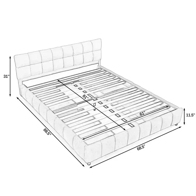 Letto imbottito Queen/King/California King size con cassetti contenitore, letto a piattaforma in ciniglia con testiera e struttura solida per camera da letto