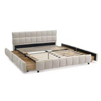 Letto imbottito Queen/King/California King size con cassetti contenitore, letto a piattaforma in ciniglia con testiera e struttura solida per camera da letto