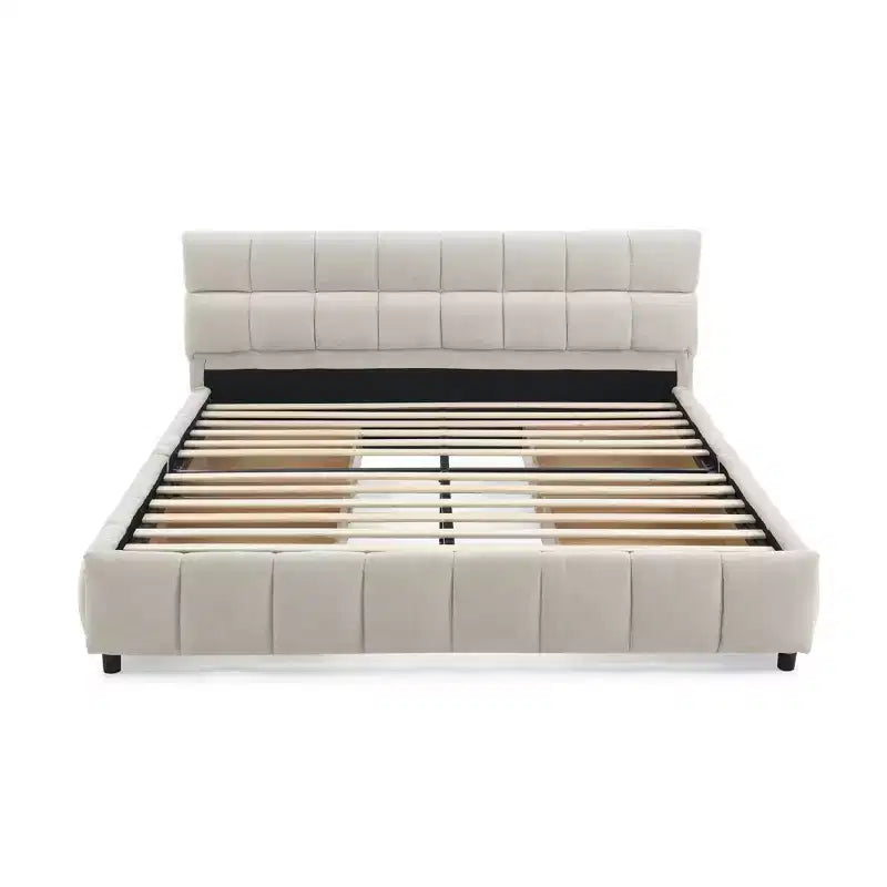 Letto imbottito Queen/King/California King size con cassetti contenitore, letto a piattaforma in ciniglia con testiera e struttura solida per camera da letto