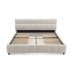 Letto imbottito Queen/King/California King size con cassetti contenitore, letto a piattaforma in ciniglia con testiera e struttura solida per camera da letto