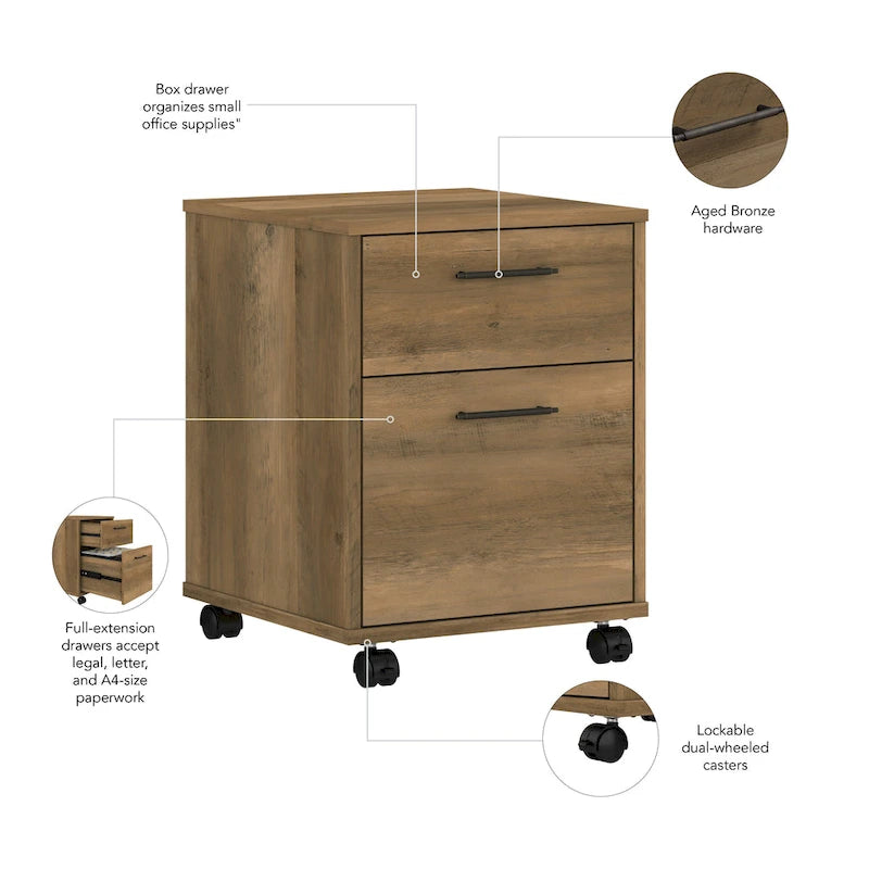 Cassettiera porta documenti mobile a 2 cassetti Key West di Bush Furniture