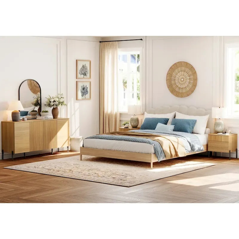 Ensemble de meubles de chambre modernes WAMPAT 3 pièces, comprenant un buffet, et un ensemble de 2 tables de nuit,