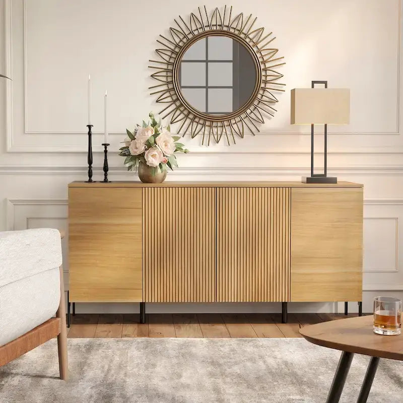 Ensemble de meubles de chambre modernes WAMPAT 3 pièces, comprenant un buffet, et un ensemble de 2 tables de nuit,