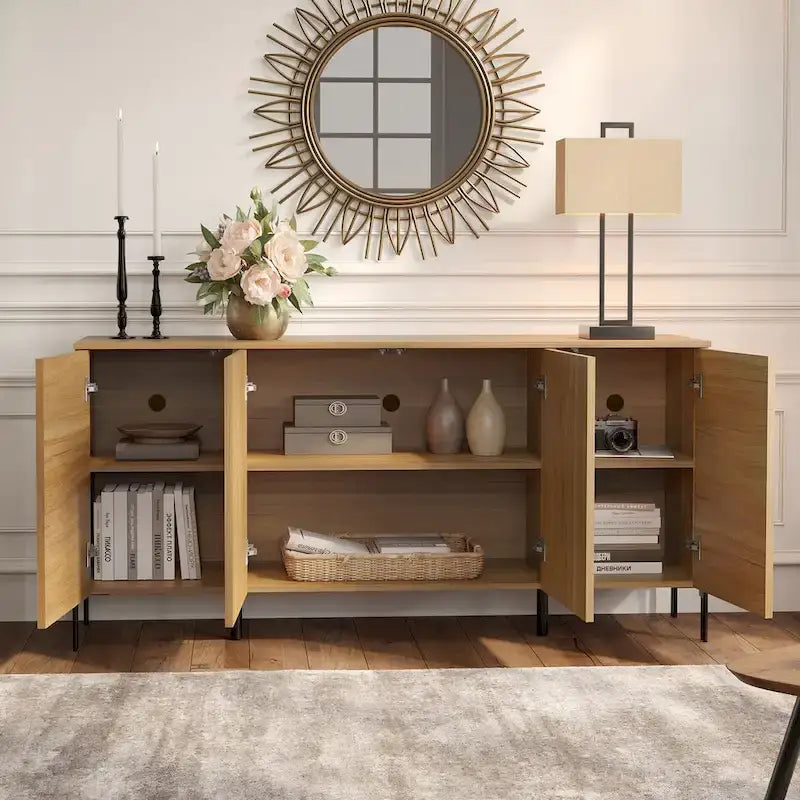 Ensemble de meubles de chambre modernes WAMPAT 3 pièces, comprenant un buffet, et un ensemble de 2 tables de nuit,