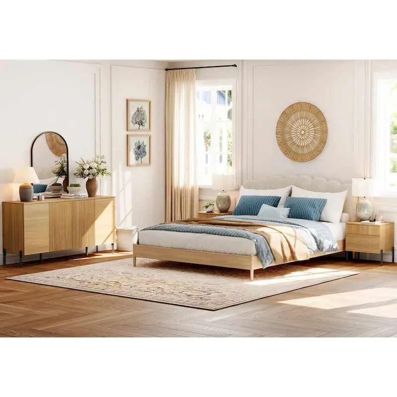 Ensemble de meubles de chambre modernes WAMPAT 3 pièces, comprenant un buffet, et un ensemble de 2 tables de nuit,