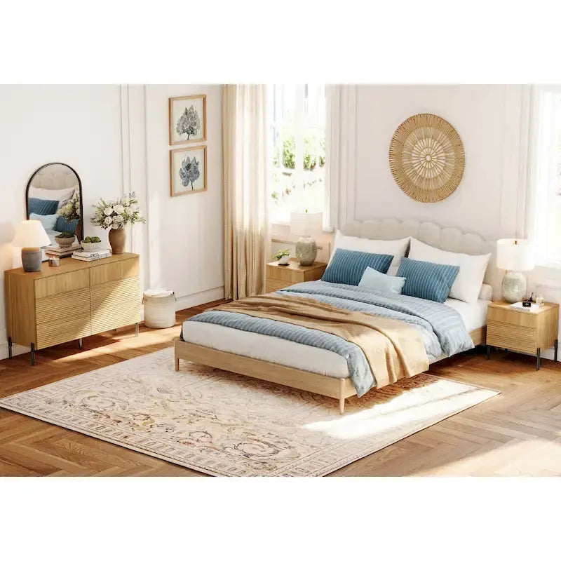 Ensemble de meubles de chambre modernes WAMPAT 3 pièces, comprenant un buffet, et un ensemble de 2 tables de nuit,