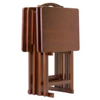 Set Tavolini da Salotto Alex 5 pz Marrone Noce - Winsome: Legno Massello, Pieghevoli, Supporto Contenitore Incluso