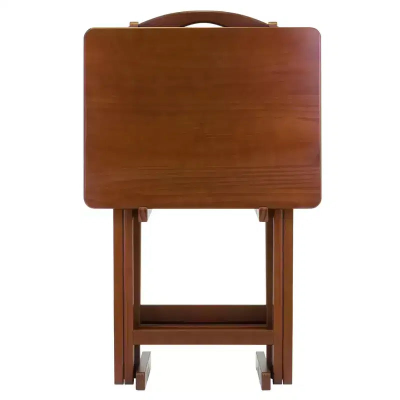 Set Tavolini da Salotto Alex 5 pz Marrone Noce - Winsome: Legno Massello, Pieghevoli, Supporto Contenitore Incluso