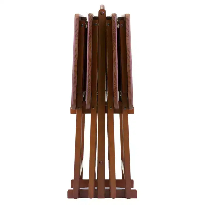 Set Tavolini da Salotto Alex 5 pz Marrone Noce - Winsome: Legno Massello, Pieghevoli, Supporto Contenitore Incluso