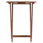 Set Tavolini da Salotto Alex 5 pz Marrone Noce - Winsome: Legno Massello, Pieghevoli, Supporto Contenitore Incluso