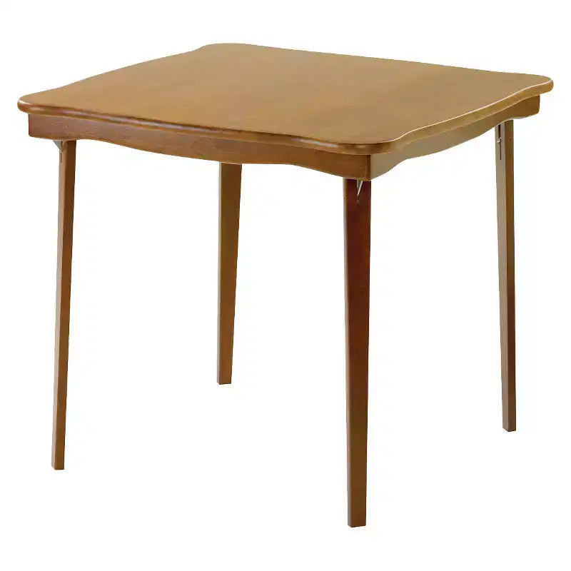 Stakmore 32" Scalloped Edge Solid Wood Folding Card Table Fruitwood Portable Square Table, Fully Assembled, Steel Hardware