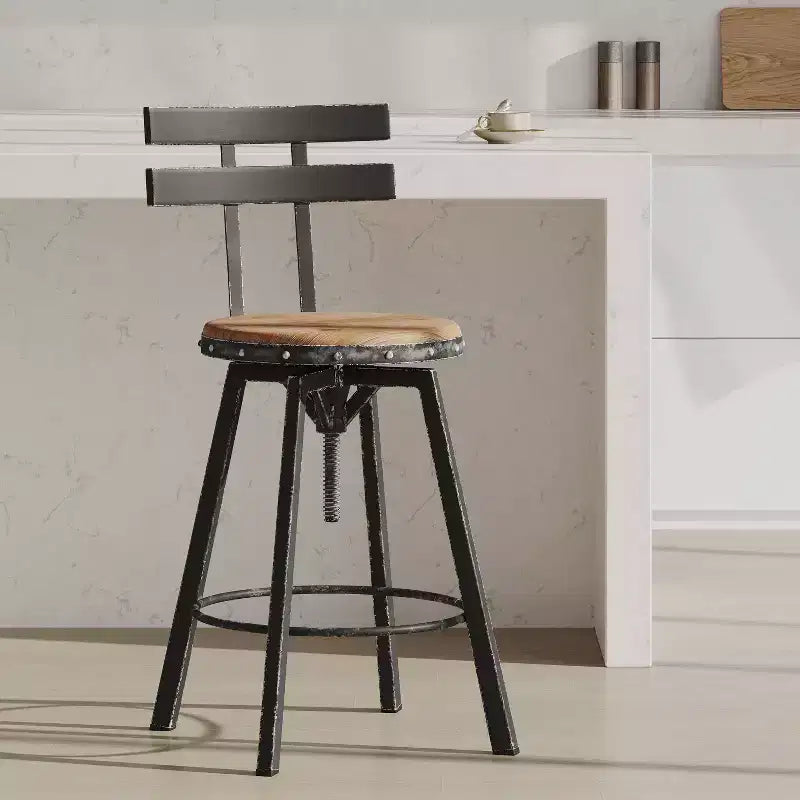 Christopher Knight Home Jutte Sgabello da bar con schienale liscio nero argento spazzolato: Struttura in ferro, Altezza regolabile 26"-32.5"