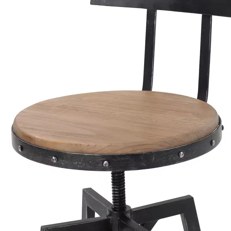 Christopher Knight Home Jutte Sgabello da bar con schienale liscio nero argento spazzolato: Struttura in ferro, Altezza regolabile 26"-32.5"
