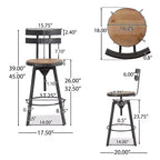 Christopher Knight Home Jutte Sgabello da bar con schienale liscio nero argento spazzolato: Struttura in ferro, Altezza regolabile 26"-32.5"