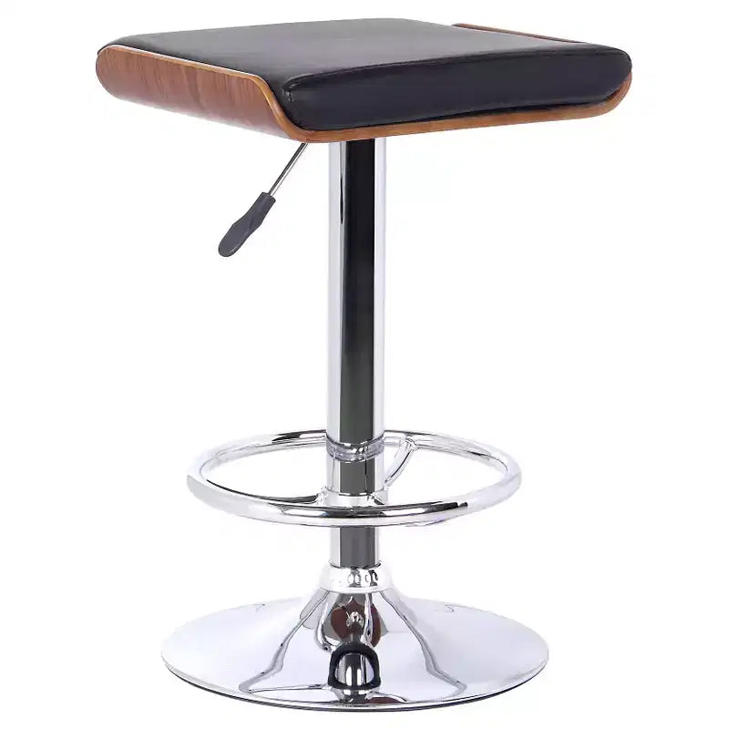 Java AdjusTable Barstool - Black - Armen Living: Modern Adjustable Height, Chrome-Plated, Faux Leather, 250 lb Capacity