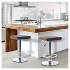 Sgabello da Bar Regolabile Java - Nero - Armen Living: Altezza Regolabile Moderna, Cromato, Ecopelle, Capacità 113 kg