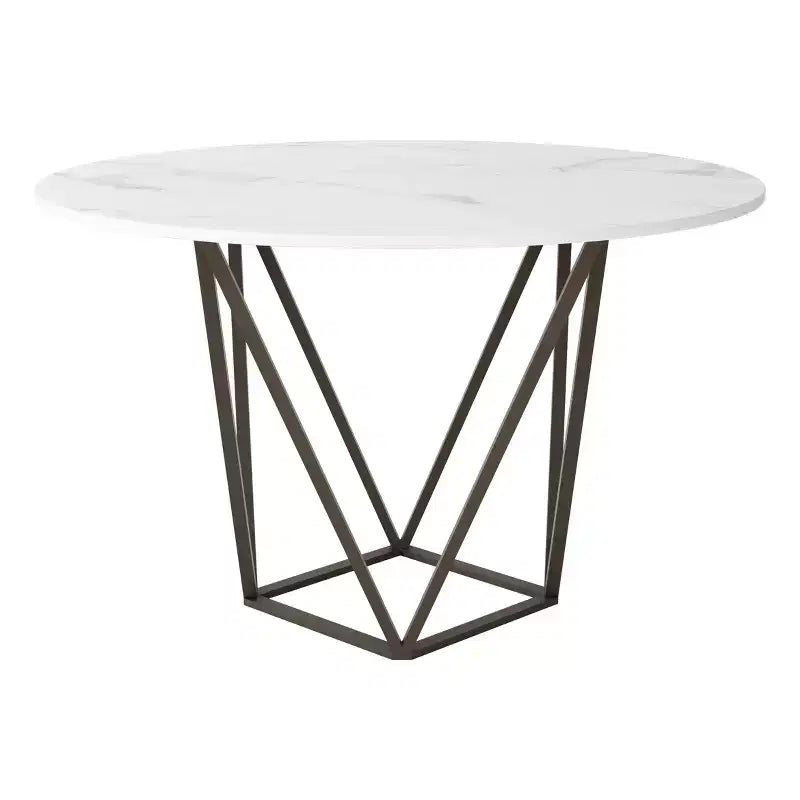 Tavolo da pranzo rotondo moderno 51" ottone antico in pietra - ZM Home: Base in acciaio, quattro posti, non allungabile