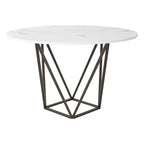 Tavolo da pranzo rotondo moderno 51" ottone antico in pietra - ZM Home: Base in acciaio, quattro posti, non allungabile