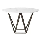 Tavolo da pranzo rotondo moderno 51" ottone antico in pietra - ZM Home: Base in acciaio, quattro posti, non allungabile