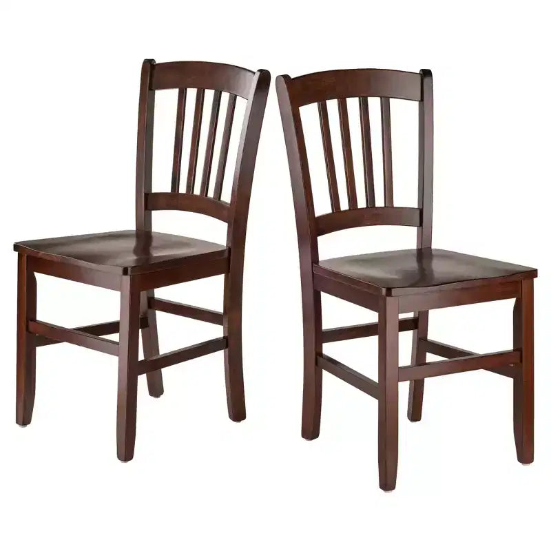 Set of 2 Madison Slat Back Chairs Walnut - Winsome: Hardwood Construction, Contoured Seat, 220lb Capacity