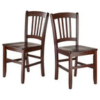 Set of 2 Madison Slat Back Chairs Walnut - Winsome: Hardwood Construction, Contoured Seat, 220lb Capacity