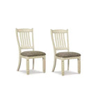 Set of 2 Bolanburg Dining Upholstered Side Chair Antique White - Signature Design by Ashley: Rake-Back, Textured Oak Finish