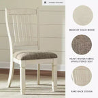 Lot de 2 chaises de salle à manger rembourrées Bolanburg blanc antique – Signature Design by Ashley : dossier à barreaux, finition chêne texturé